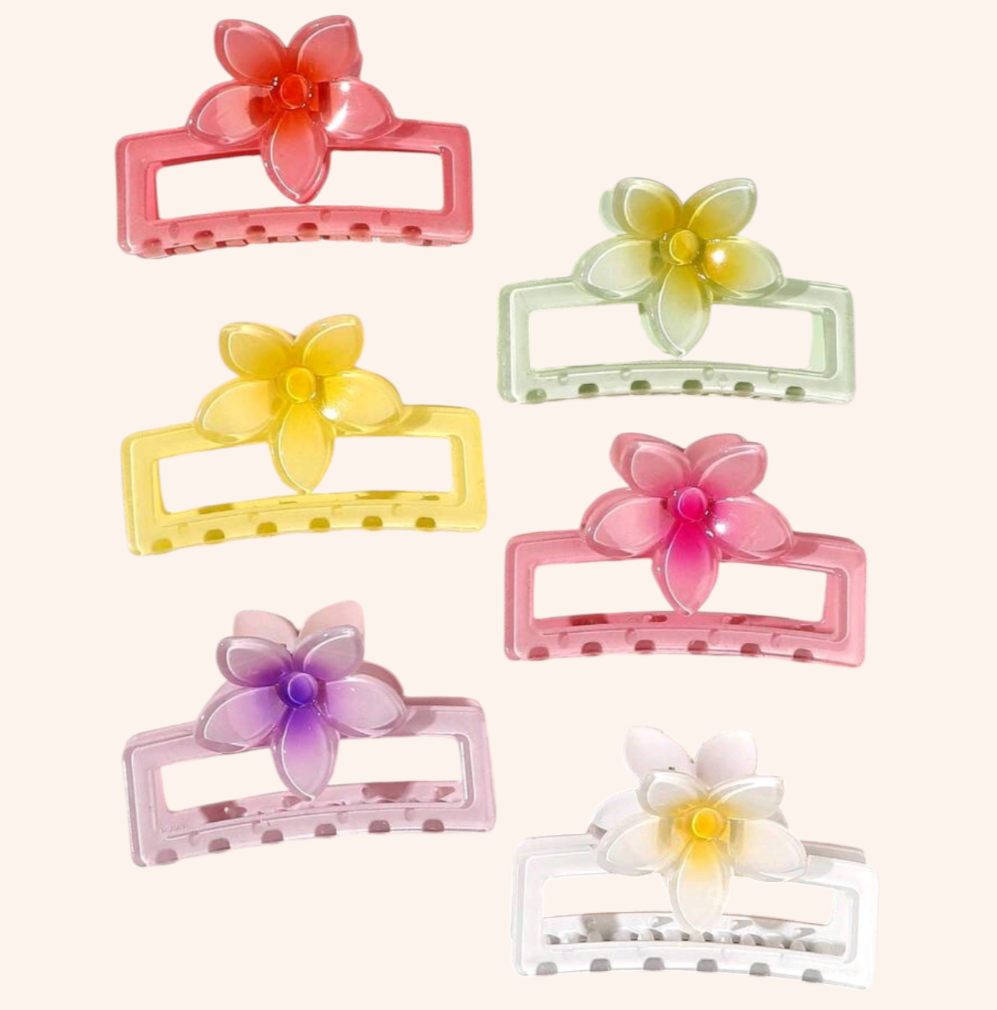 Rectangle Flower Claw Clip