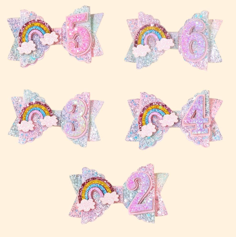 Rainbow Birthday Bow