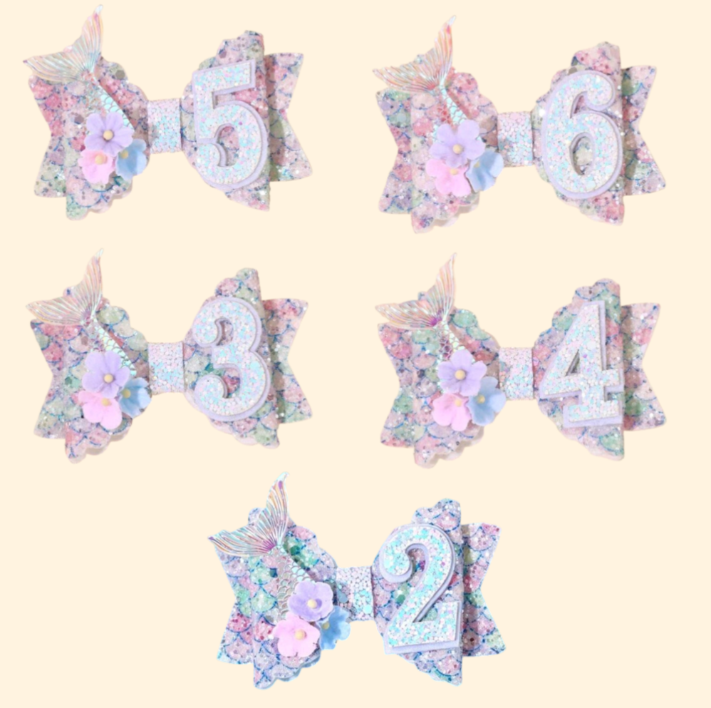 Mermaid Themed Birthday Bow