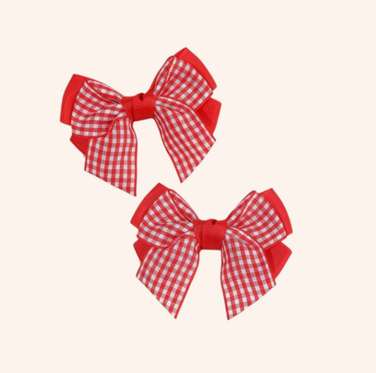 Red Gingham Plaid Bow