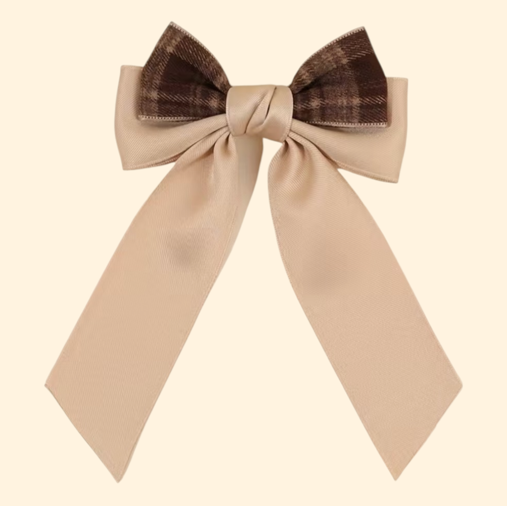 Plaid & Beige Boutique Bow