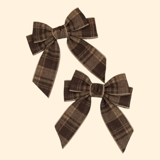 Classic Brown Plaid Bow
