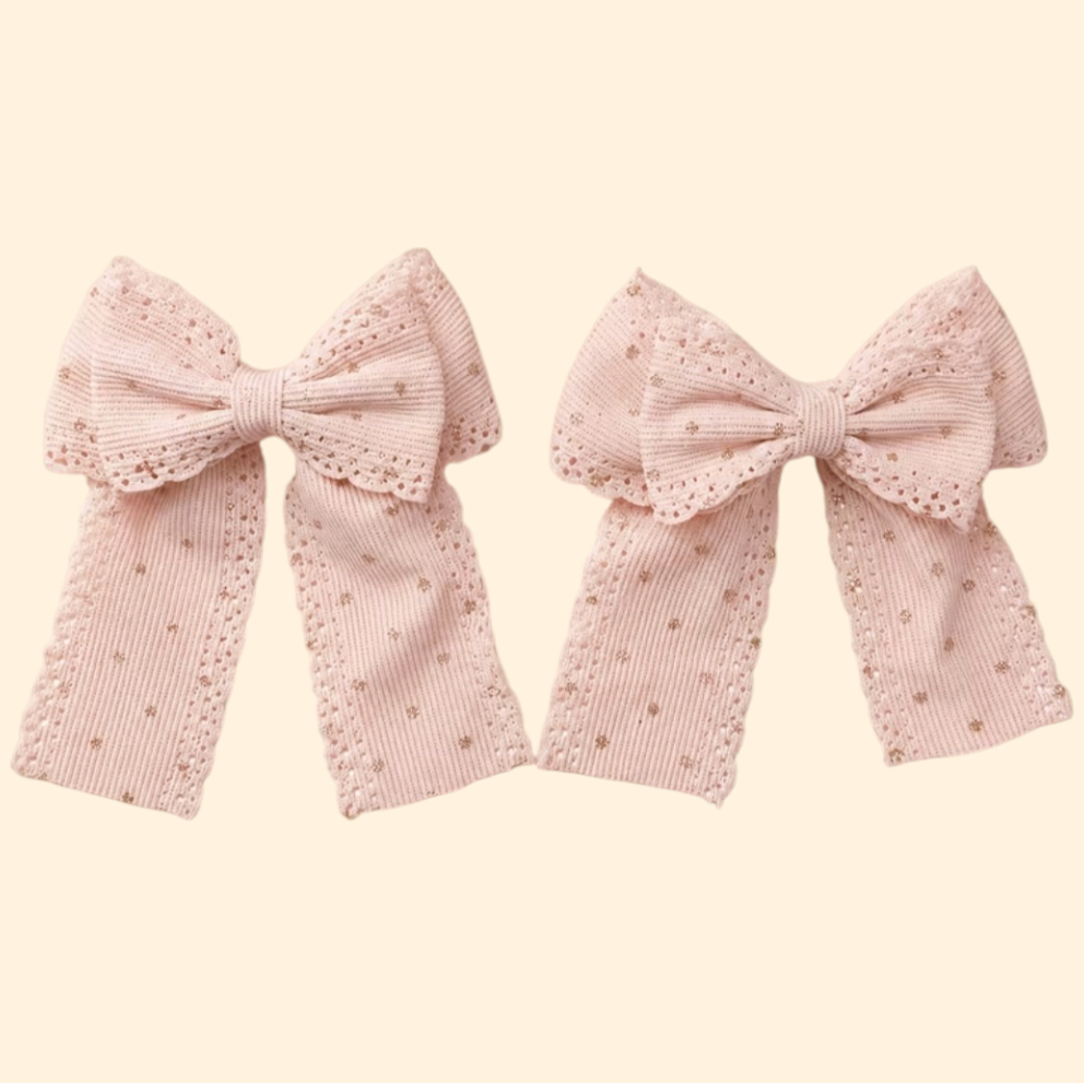 Pink & Gold Polka Dot Bow