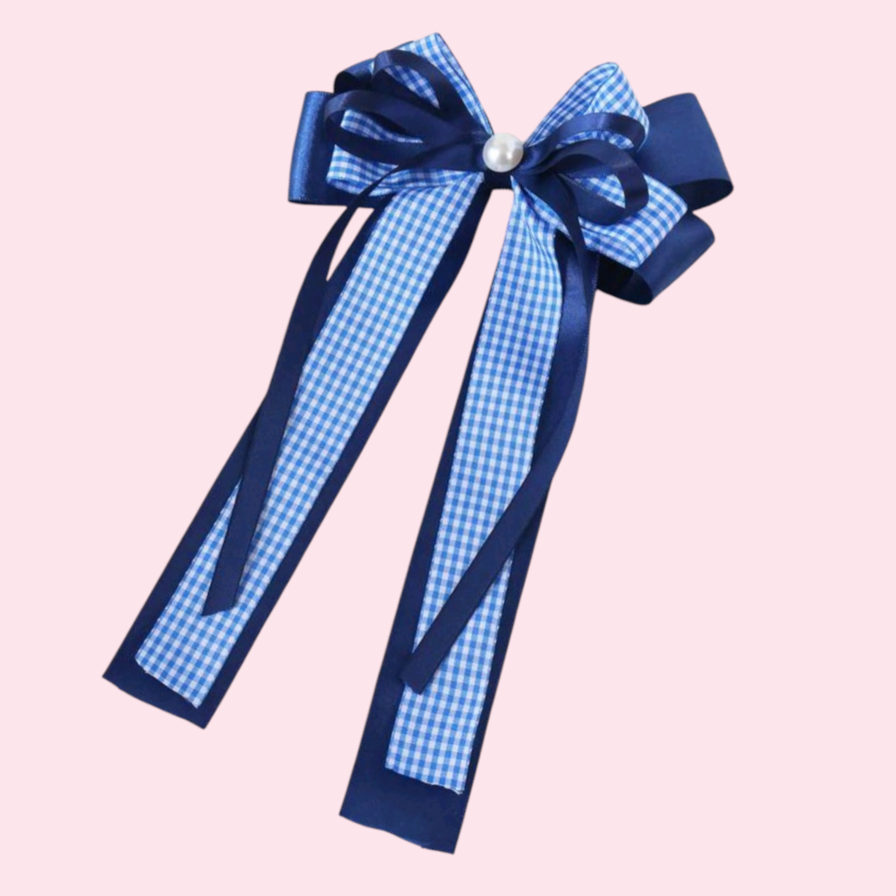 Dual Longtail Gingham Bow