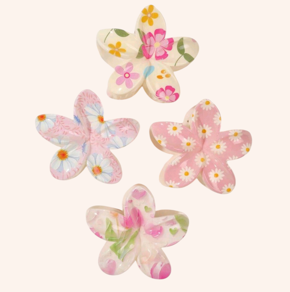 Floral Pattern Claw Clips