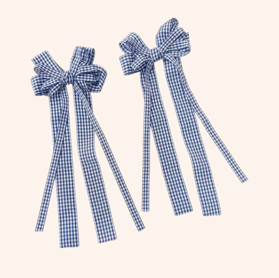 Navy Double Bow & Tail Bow