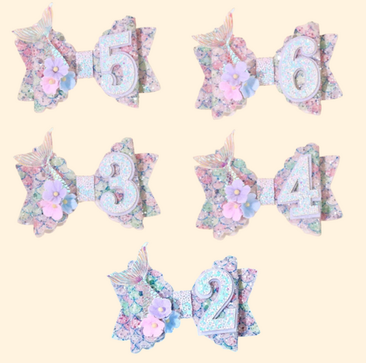 Mermaid Themed Birthday Bow