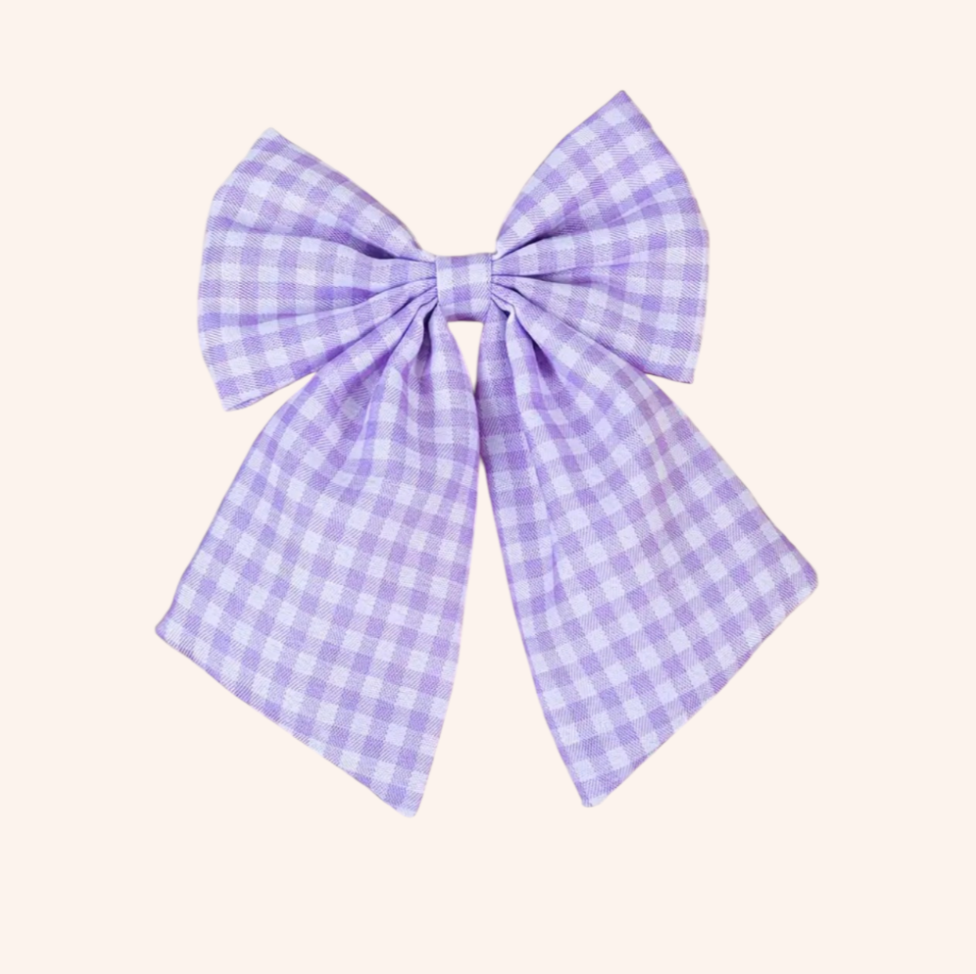 Purple Large Gingham Bow