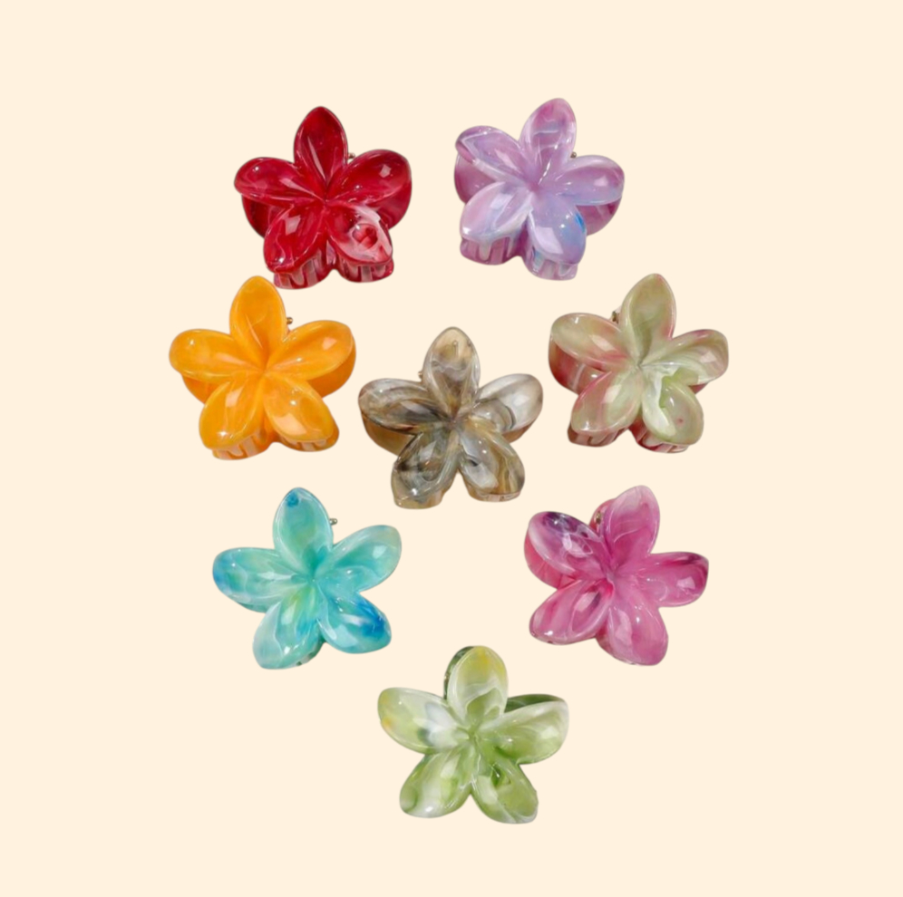 Small Marbled Flower Claw Clip